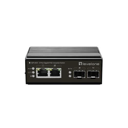 LEVELONE IGP-0431 Gigabit Ethernet Network Switch med 2 RJ-45-portar och 2 SFP-moduler installerade