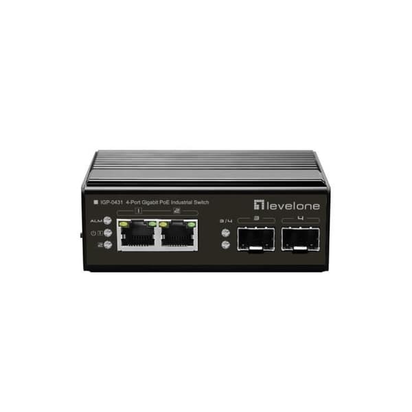 LEVELONE IGP-0431 Gigabit Ethernet Network Switch med 2 RJ-45-portar och 2 SFP-moduler installerade Svart