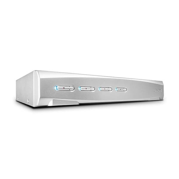 Lindy 4 Port DVI-I Single Link, USB 2.0 &amp; Audio KVM Switch Pro Monitor-tangentbord-mus-ljud-USB switch 4 x KVM - Audio - USB... Silver
