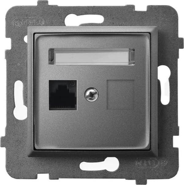 Switch - hub ethernet - injektor Ospel - GPK-1U/K/m/70 - ARIA Enkelt datoruttag, kat. 5e MMC, mattsvart Grå