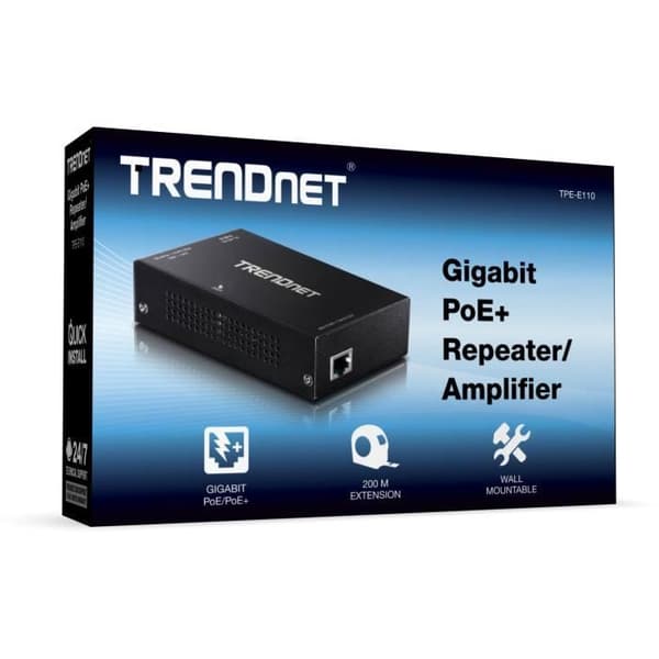 TRENDNET TPE-E110 Network Repeater - 10/100/1000Base-T - Väggfäste