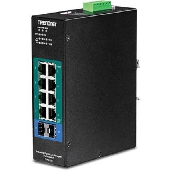 trendnet 10-ports industriell gigabit l2 mngd poe+din-rail switch 24-57v blackRouter, wifi, nätverk 10-PORTAR INDUSTRIAL GIGABIT L2 Svart