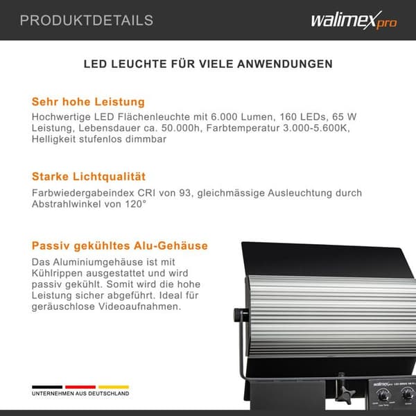 KVM-switch - Walimex Pro - Sirius 160 B-LED Basic 2 - Svart - Tillbehör - KVM