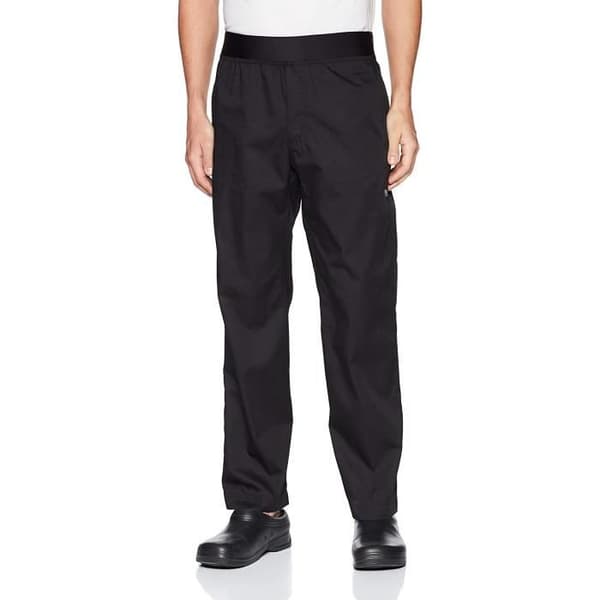 Lätta byxor - Chef Works - PBN01BLKL-BLK-L - Svart - Poly bomull - Elastisk midja
