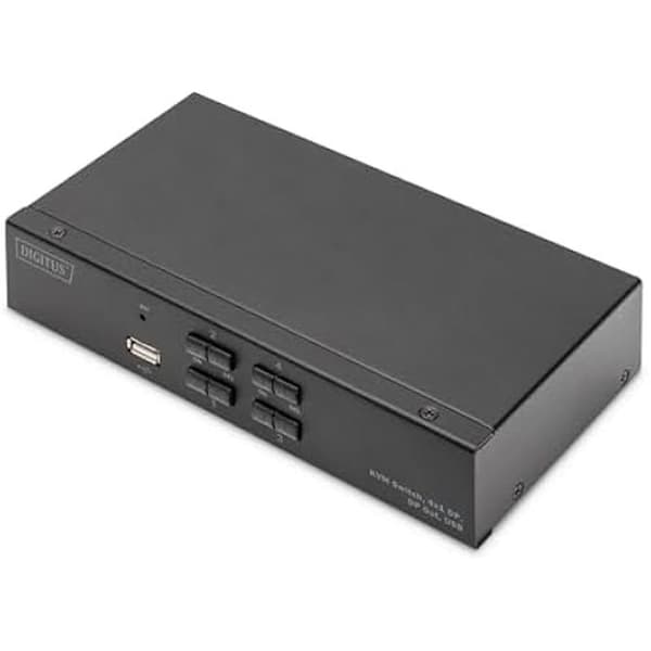 KVM-switch - DIGITUS - 4-portars enkel skärm - 4K UHD - ljud & USB - Kompatibel med alla system