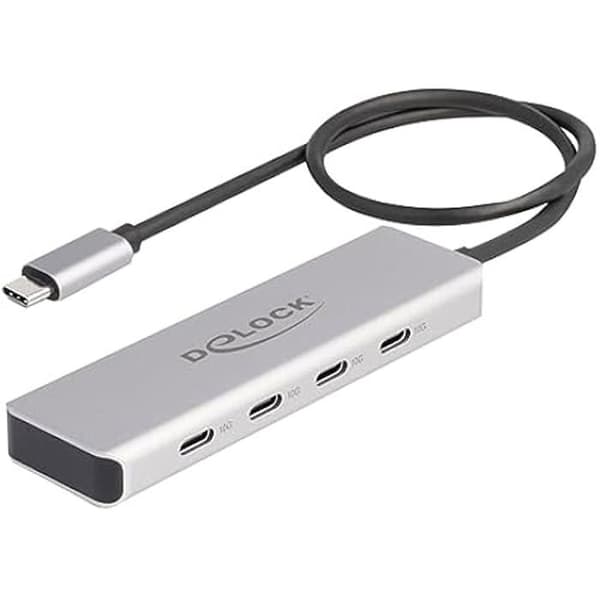 USB Type-C Hub - DELOCK - 64231 - 10 Gbps - 4 portar - Aluminium Grå
