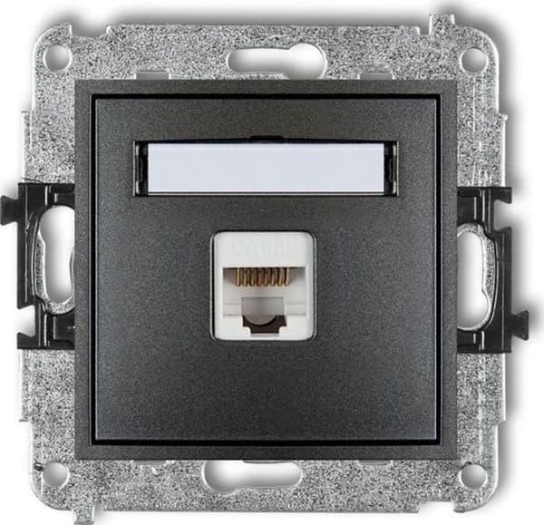 Switch - hub ethernet - injektor Karlik MINI Enkelt datakontakt 1xRJ45 kat. 5e 8 stift grafit 11MGK-1