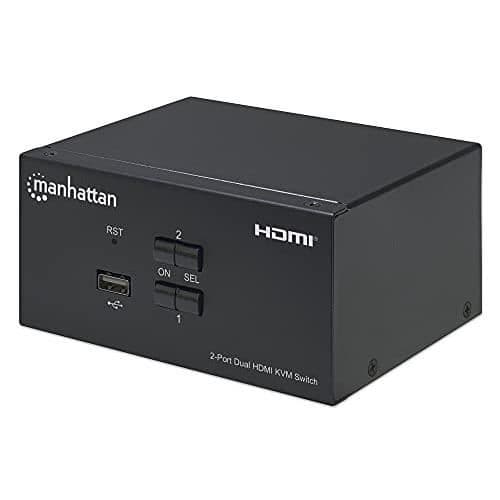 MANHATTAN 153522 SWITCH KVM HDMI 2 PORTAR DUBBEL SKÄRM 4K SVART Svart