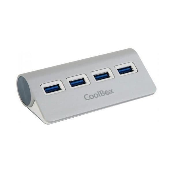Koncentrator (hub) - COOLBOX - COO-HU4ALU3 Aluminium - 4 portar - USB-laddare - Aluminiumhölje