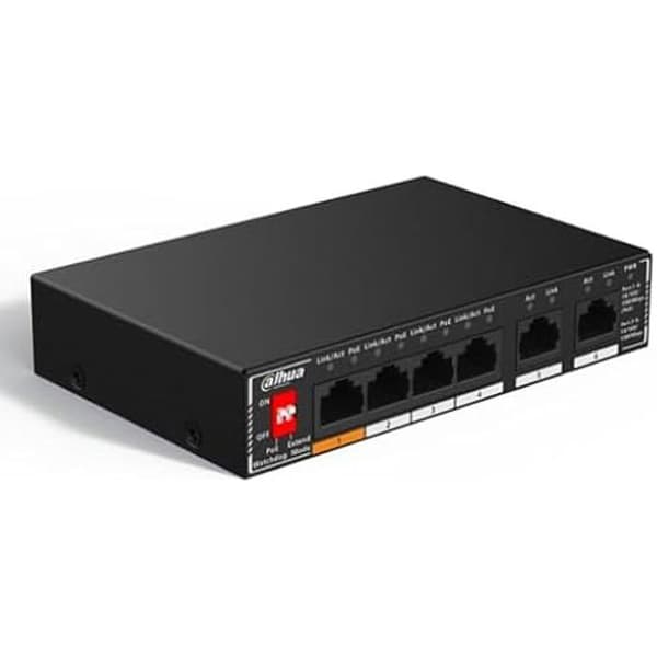 DAHUA DH-SG1006P Gigabit Switch - Unmanaged Desktop - 6 POE-portar 4 portar