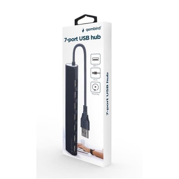 GEMBIRD UHB-U2P7-04 USB 2.0 HUB & KONCENTRATOR SVART