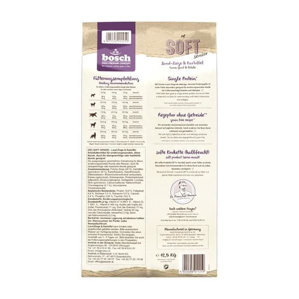 Kroketter för Seniorhundar - Bosch - HPC Plus - Get/Gödda Potatisar - 12,5 kg - Svart