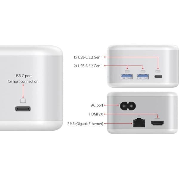 USB-C strömförsörjning - LMP - PowerDock - 100 W - 5 portar - Vit
