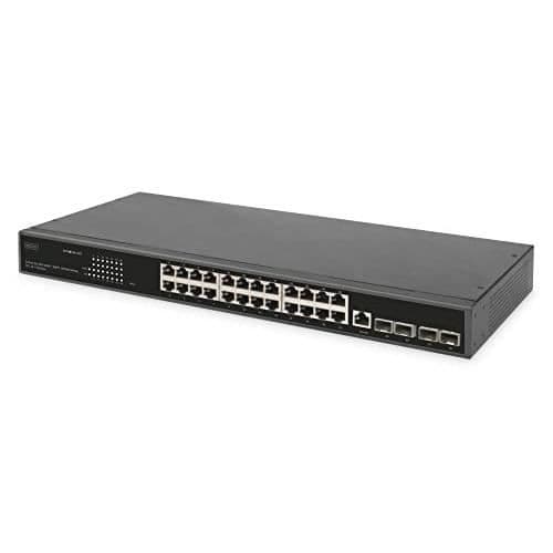 Switch - DIGITUS - 24 portar - Gigabit Ethernet - 4 Uplink SFP+ L3 Svart