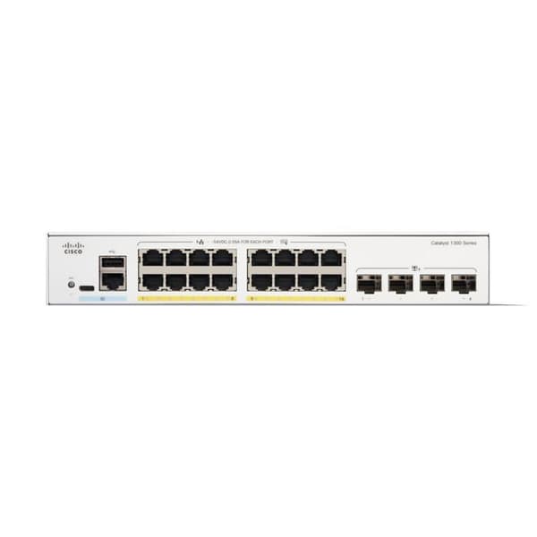 Switch - CISCO - Catalyst 1300 - 16 portar GE PoE - 4x10G SFP+ - Avancerad säkerhet