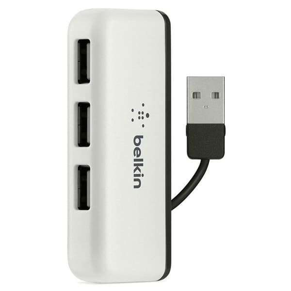 USB 2.0 reseauppkopplare - BELKIN - 4 portar - Kompakt - Plug and Play - Svart/Vit