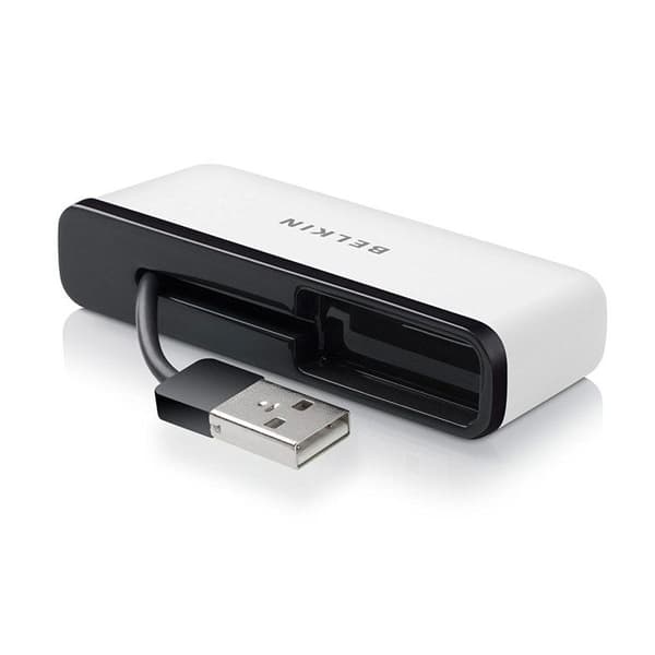 USB 2.0 reseauppkopplare - BELKIN - 4 portar - Kompakt - Plug and Play - Svart/Vit