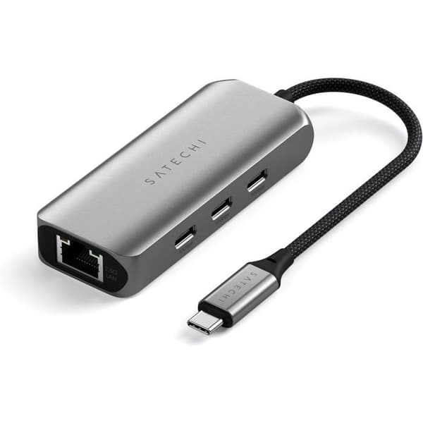 USB-C hub 4-i-1 - Satechi - Aluminium - Ethernet 2.5 Gbps - Snabba överföringar - Flätad kabel