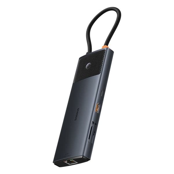USB-C-hub till 2 x HDMI, 3xUSB, 2xUSB-C, RJ45, SD,TF - Baseus Metal Gleam Series II (B00061800123-00) - Svart