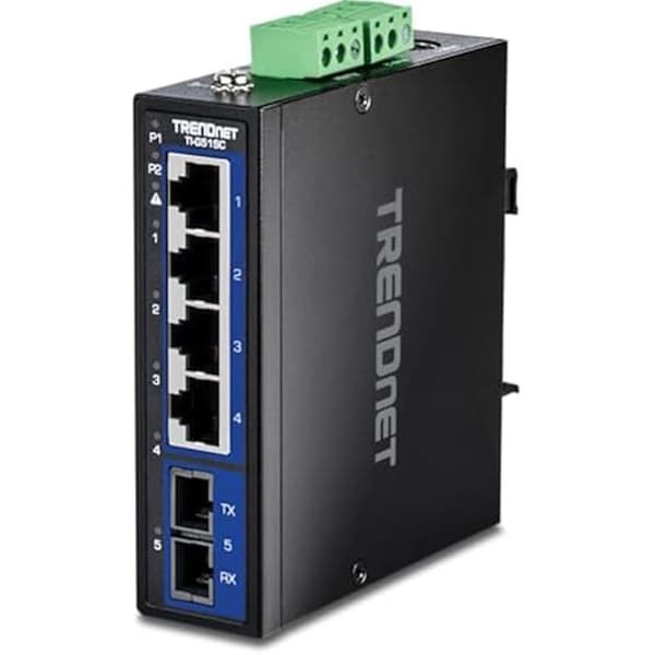 Industriell Gigabit-switch - TRENDNET - TI-G51SC - 5 portar - IP30 - Redundant strömförsörjning