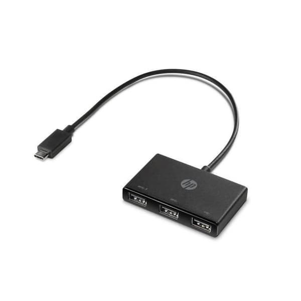 USB-C till USB-A-hubb - HP - Hub - 3 portar - Svart