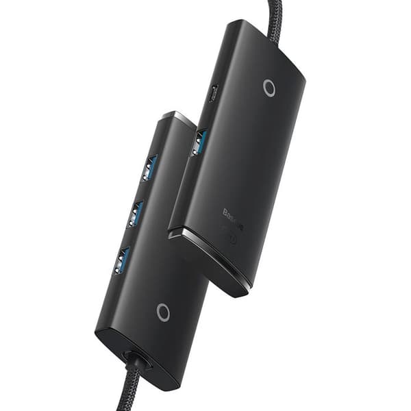 USB-hub med 4x USB3.0, Type-C, 2 m - Baseus Lite-serien (WKQX030201) - Svart