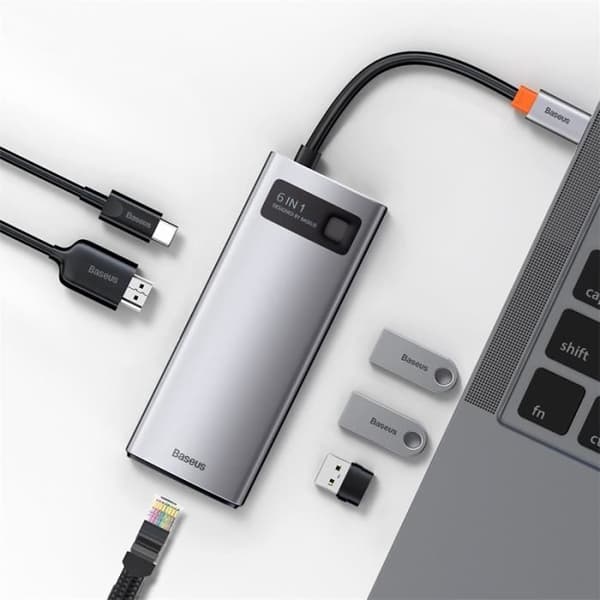 Multifunktionsdockningsstation - BASEUS - 6-i-1 - 100W PD - 4K HD - USB 3.0