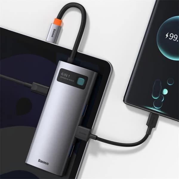 Multifunktionsdockningsstation - BASEUS - 6-i-1 - 100W PD - 4K HD - USB 3.0