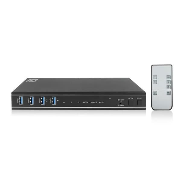 KVM-switch - ACT - AC7914 - 2 PC 2 Skärmar - 4K 60Hz - HDMI - USB 3.0 Svart