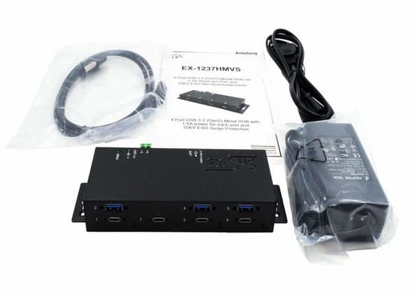 Hub Exsys - EX-1237HMVS - Hub - 3 x USB 3.2 Gen 2 + 4 x USB-C 3.2 Gen 2 - Skrivebord, väggmonterbar