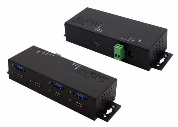 Hub Exsys - EX-1237HMVS - Hub - 3 x USB 3.2 Gen 2 + 4 x USB-C 3.2 Gen 2 - Skrivebord, väggmonterbar