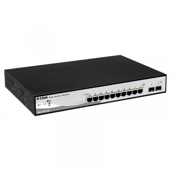 DLINK DGS-1210-10P/E Switch - 8 PoE RJ-45 10/100/1000 Mbps portar + 2 kombinerade SFP:er