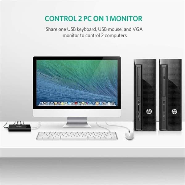 Switch KVM - UGREEN - 2 Portar - USB - VGA - Plug and Play