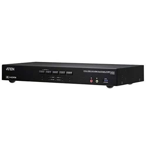 4-PORTAR TRUE 4K HDMI DUAL-VIEW KVM-SWITCH MED AUDIO &amp; USB 3.0 HUB ATEN Svart