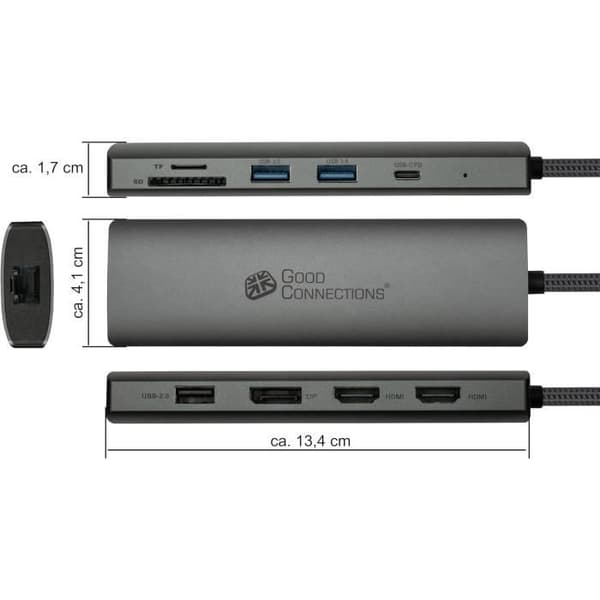 USB-C-hub - BRA ANSLUTNINGAR - 10 portar - Snabbladdning 96W - Överföring 5 Gbit/s - Stöd för 4K UHD
