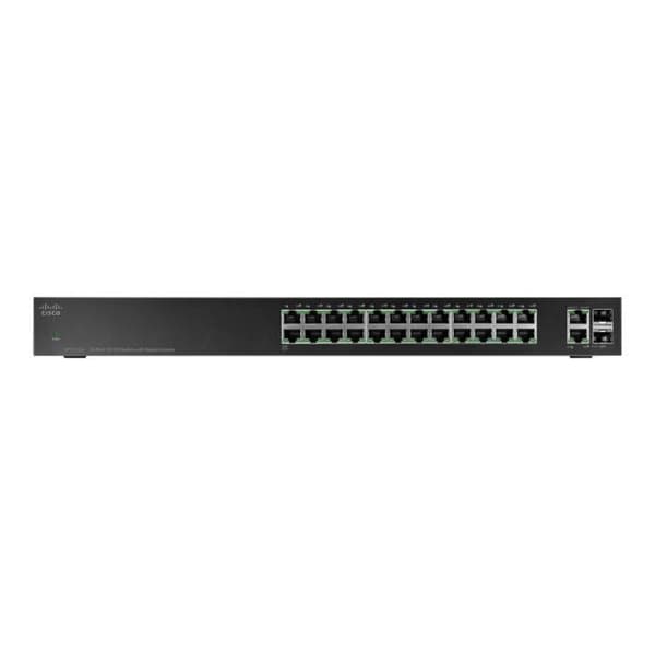 Cisco Small Business SF112-24 - Switch - ohanterad - 24 x 10-100 + 2 x Combo Gigabit SFP - Rackmonterbar