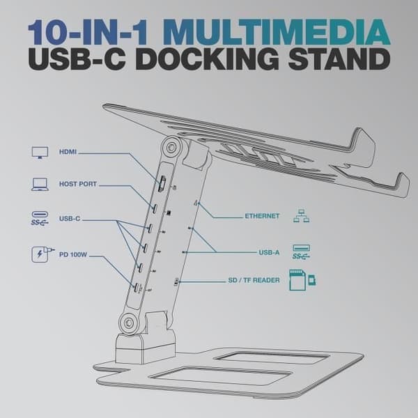Reloop Stand Hub Pro - Multimedia USB-C 10-i-1 Stativ med Power Delivery