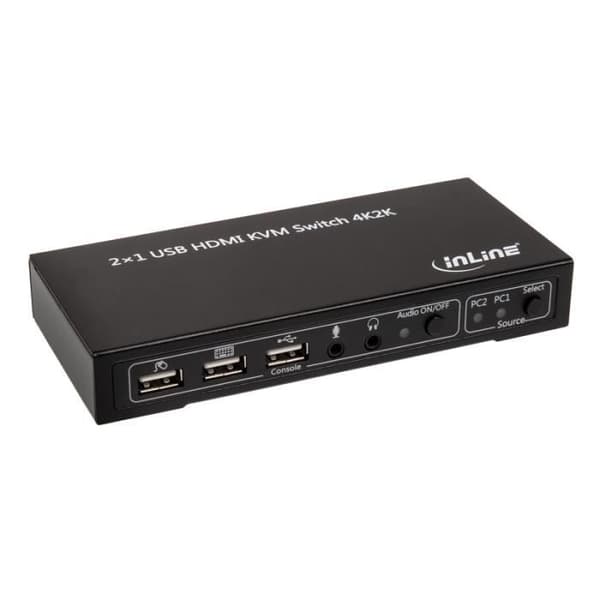 KVM-switch - InLine - 2-vägs HDMI - Upplösning 4K2K - Ljud - 2 USB-portar