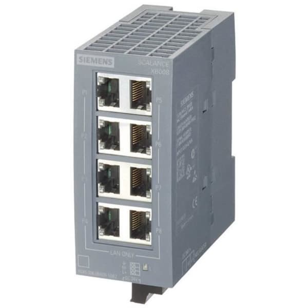 Ohanterad industriell switch - Siemens - SCALANCE XB008 6GK5008-0BA10-1AB2 - Ethernet-portar: 8 - Fast Ethernet