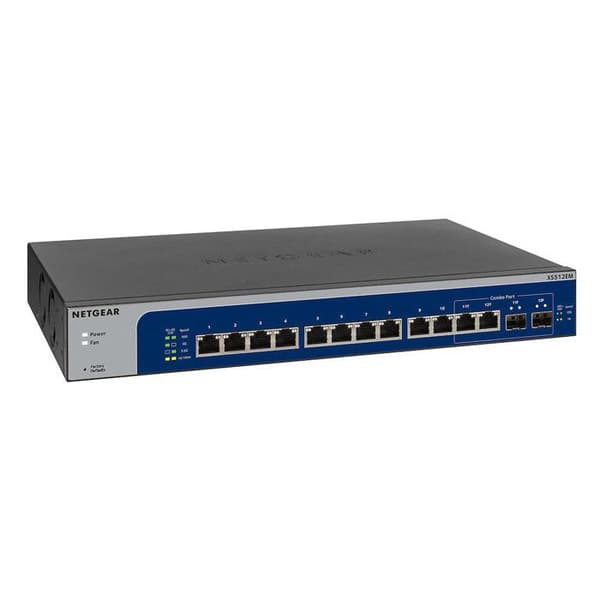 Switch 12-Port - NETGEAR - XS512EM - 10-Gigabit - Smart Managed Plus - Rackable Blå, Grå