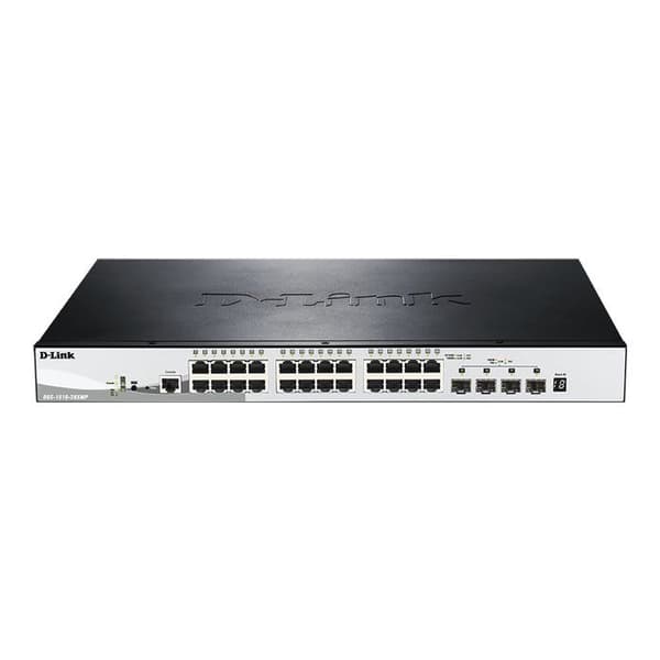 Nätverksswitch - D-Link - DGS-1510-28XMP/E - 24 portar 10/100/1000 Mbps - 4 portar SFP+ 10G - PoE+ 370W Svart, Grå