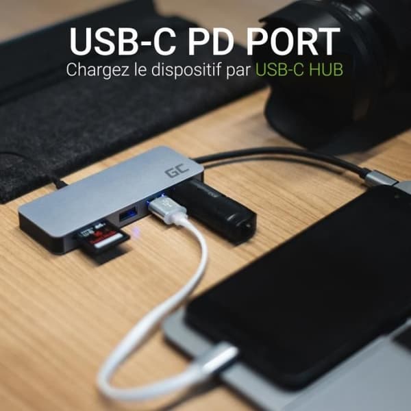 Green Cell USB-C 7 i 1 HUB Adapter Dockningsstation (USB-C, USB 3.0, 2xUSB 2.0, HDMI 4K 30Hz, microSD, SD) med PD och Samsung DeX