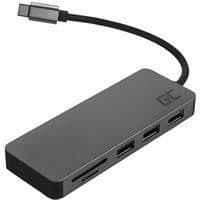 Green Cell USB-C 7 i 1 HUB Adapter Dockningsstation (USB-C, USB 3.0, 2xUSB 2.0, HDMI 4K 30Hz, microSD, SD) med PD och Samsung DeX