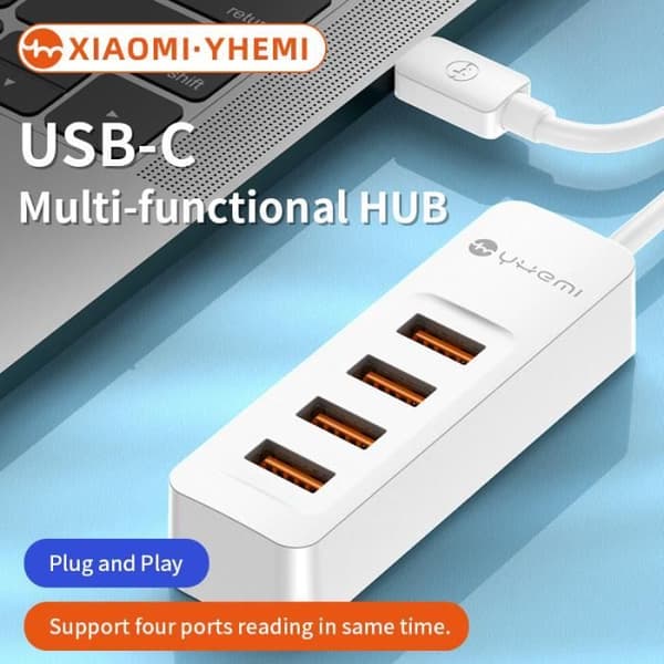 Xiaomi YHEMI MC803 HUB 4 i 1 Type-C HUB, USB3.0*4 för MacBook, Huawei Mate Book, Xiaomi bärbar dator och Huawei Mate3 P30-serien