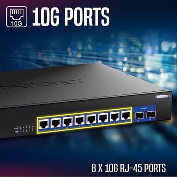 Ohanterad switch - TRENDnet - TEG-S7102 - 10 portar 10 G - 8 portar RJ-45 - 2 portar SFP+