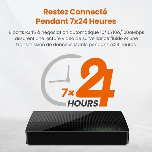 TENDA 8-portars megabit 10/100 Mbps RJ45 hem/kontorsswitch, RJ45-hub, Auto MDI/MDIX, trådbundet nätverk, Plug&amp;Play, S108