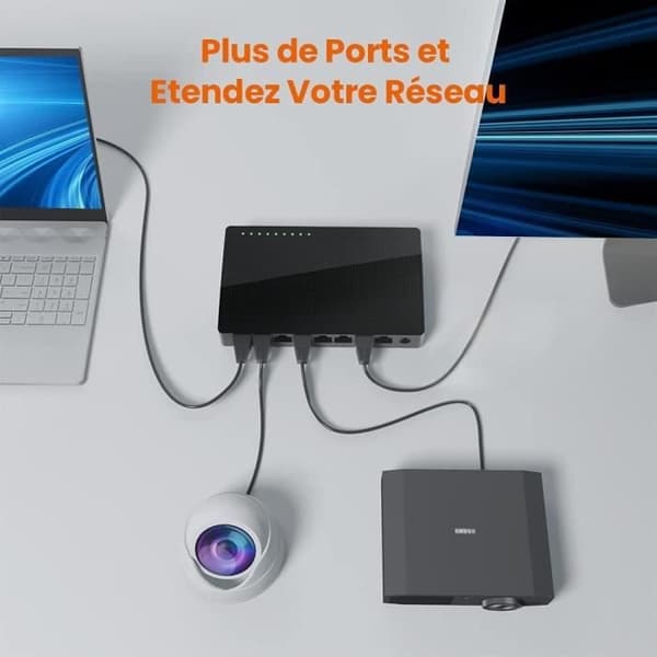TENDA 8-portars megabit 10/100 Mbps RJ45 hem/kontorsswitch, RJ45-hub, Auto MDI/MDIX, trådbundet nätverk, Plug&amp;Play, S108