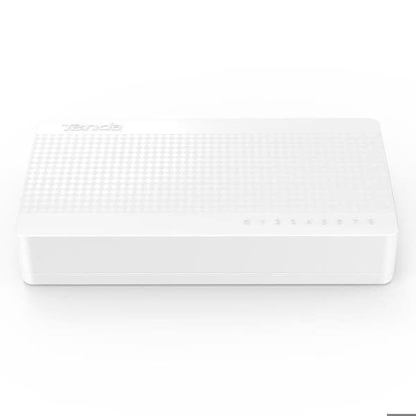 TENDA 8-portars megabit 10/100 Mbps RJ45 hem/kontorsswitch, RJ45-hub, Auto MDI/MDIX, trådbundet nätverk, Plug&amp;Play, S108 Vit