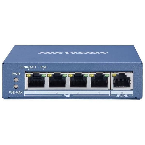 Hikvision - Hikvision 5-portsswitch ~ 4-port PoE Gigabit ~ 1 Gigabit nätverksport RJ45 - DS-3E0505P-E-M