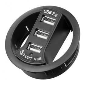 Usb 2.0 nav, 3 portar, rund infälld typ